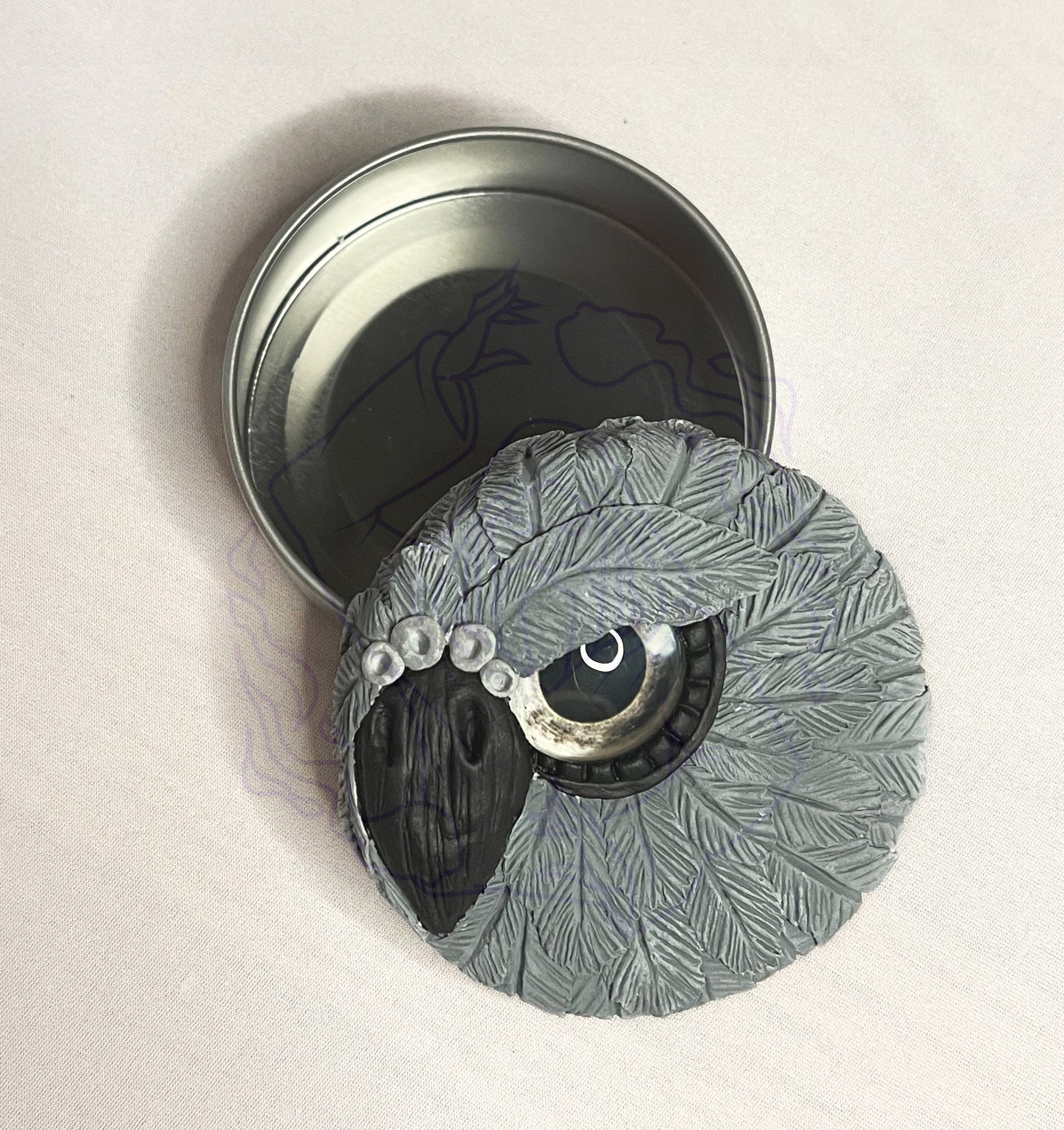 Small Gray Owl Tin